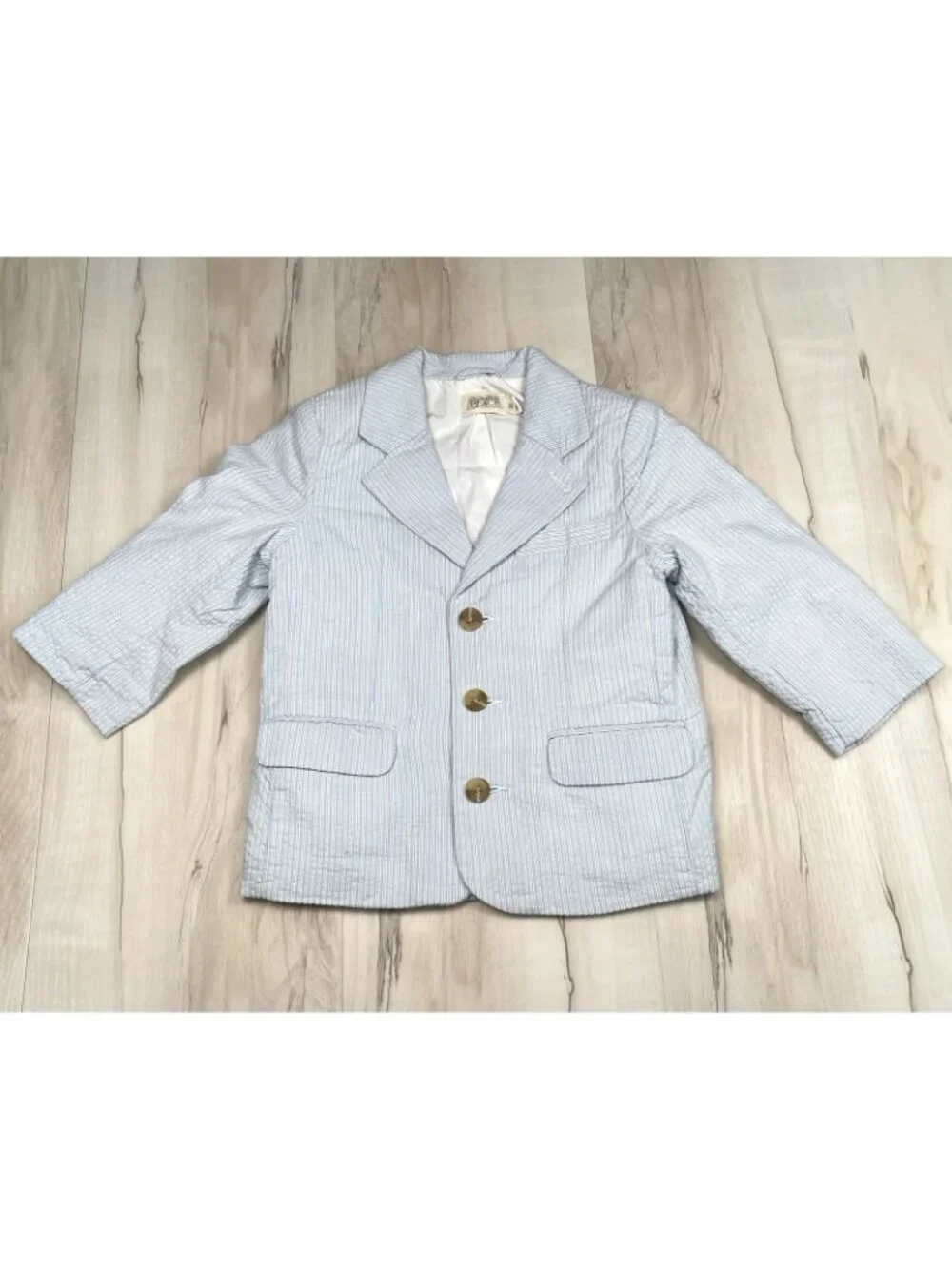 VTG THE CHILDREN'S PLACE TCP Boys 24M 3T Blue Seersucker 2pc SUIT Jacket Pants - Picture 2 of 14